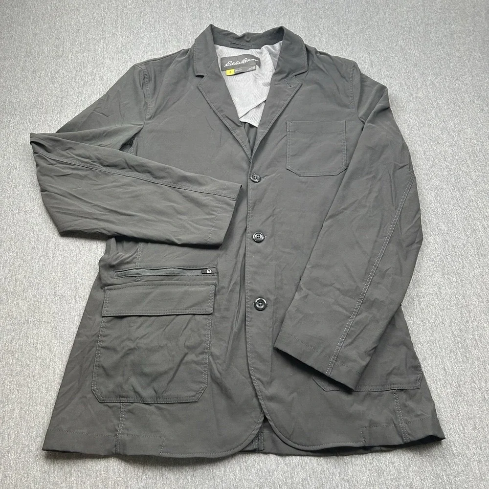 Eddie Bauer Travex Blazer Jacket Mens 42 Tall Gray Lightweight‎ Travel Pockets